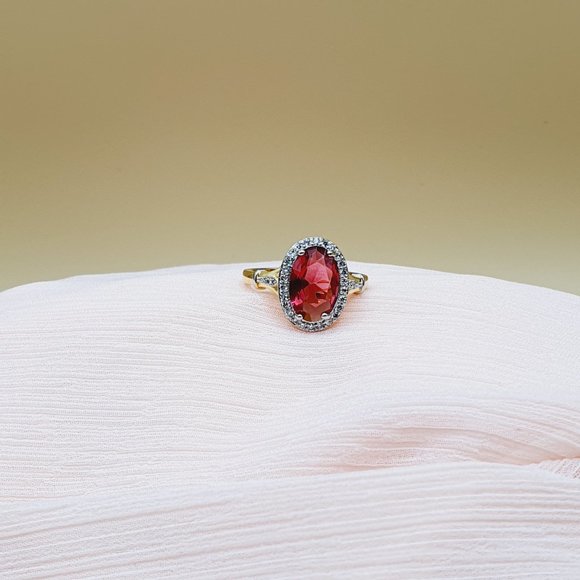 Royal Court Large Oval Ruby Zircon Luxury Gold Rings for Women, INDN8396 - Picture 6 of 9